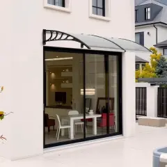 VINGLI Window Awning Door Canopy Exterior, 40" x 80" Awnings (Clear Board & Black Bracket)