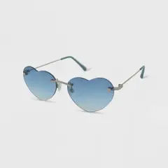 Women's Rimless Metal Heart Novelty Sunglasses - Wild Fable&trade; Blue