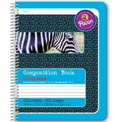 Pacon&reg; Primary Composition Book, Spiral Bound, D'Nealian/Zaner-Bloser, 1/2" x 1/4" x 1/4" Ruled, 9-3/4" x 7-1/2", 100 Sheets, Pack of 6