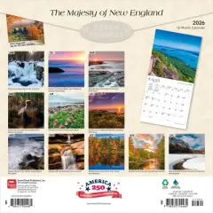 BrownTrout 2026 The Majesty of New England 12"x24" Hanging Square Wall Calendar Plastic