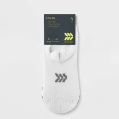 Women's 4pk Lightweight Front Tab Liner Athletic Socks - All in Motion&trade; White/Heather Gray/Black 4-10