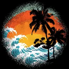 Junior's Design By Humans Tropical Waves By clingcling T-Shirt