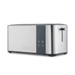 Salton Stainless Steel Countdown Long Slot Toaster 4 Slice with Extra Wide 1.5" slots for Bagels, Waffles, Artisan Specialty Breads, 6 Shade Settings