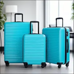 Gulches 3 Piece Luggage Sets ABS Lightweight Suitcase with Two Hooks, Spinner Wheels, TSA Lock, (20/24/28) Turquoise