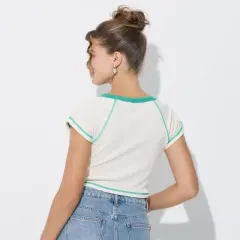 Women's Raglan Cap Sleeve Shoulder Ruched Ribbed Top - Wild Fable&trade;