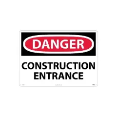 National Marker Danger Signs; Construction Entrance 20X28 Rigid Plastic D470RD