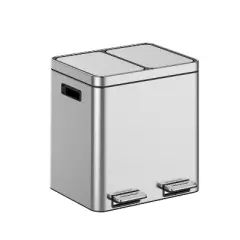 Step Kitchen Trash Can, Dual Classified Compartment Garbage Can, Stainless Steel Rubbish Bin With Soft-Close Lid and Removable Inner Wastebasket