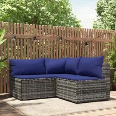 vidaXL Patio Lounge Set Gray PE Rattan Standard Modular