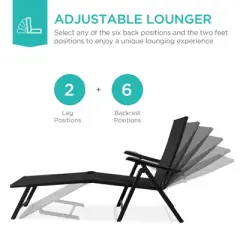 Best Choice Products Set of 2 Outdoor Patio Chaise Lounge Chair Adjustable Folding Pool Lounger w/ Steel Frame