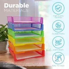 4E's Novelty Stackable Paper Trays: 6 pcs per pack, Classroom Organizer, Plastic Task Box, Classroom Storage, Pencil Tray, Container for Erasers