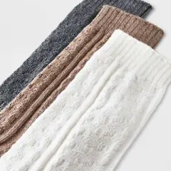 Men's Striped Fisherman Cable Knit Crew Socks 3pk - Goodfellow & Co&trade; Gray/White 6-12