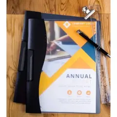 Juvale 10 Pack Clear Report Covers with Sliding Bar and Swing Clip for Letter Size Documents, Presentation, Black, 9x11 inches