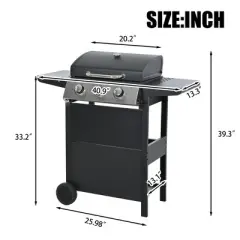 NicBex 3-Burner propane Gas BBQ Grill,26000BTU Output Outdoor Grill with Wheels&Foldable Side Table,Enameled Cast Iron Cooking Grids
