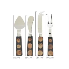 Saro Lifestyle Wood and Resin Fusion Cheese Cutlery Set, Black