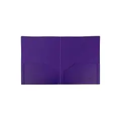 JAM Paper Heavy Duty Plastic Two-Pocket School Folders Purple 108/Pack 383HPUB