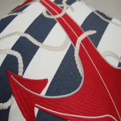 RightSide Designs Blue Stripe Red Anchor Indoor/Outdoor Throw Pillow
