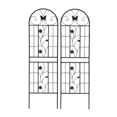 NicBex 2 Pack Metal Garden Trellis 71"X19.7" Pothos Plant Climber Support Rust Proof Grape Trellis for Garden, Black