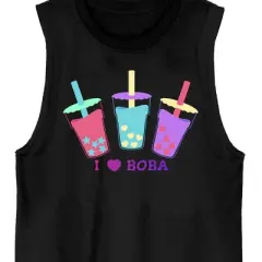 I Love Boba Neon Boba Drinks Crew Neck Sleeveless Men's Black Tank Top