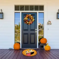 Deerlux Emoji Style Round Funny Smiley Face Kids Area Rug, Crazy Emoji Rug, 24'' x 24''