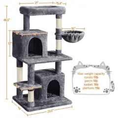 Yaheetech 3-Level Plush Cat Tower with 2 Condo for Small Cats
