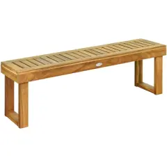 Costway 1/2 PCS 52" Outdoor Acacia Wood Dining Bench Chair Seat Slat with Bar