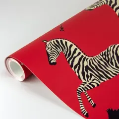 Brewster Zebra Safari Scalamandre Self Adhesive Wallpaper Masai Red: NuWallpaper Peel & Stick Removable Vinyl