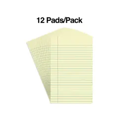 Staples Notepads 5" x 8" Narrow Ruled Canary 50 Sh./Pad 12 Pads/PK TR57293/18601