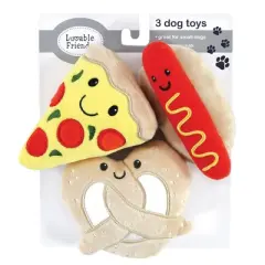 Luvable Friends Dog Squeaky Plush Dog Mini Toy Set, Snacks, One Size