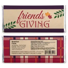 Big Dot of Happiness Friends Thanksgiving Feast - Candy Bar Wrapper Friendsgiving Party Favors - Set of 24