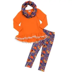Girls Carve Out Some Fun Tunic, Legging & Scarf Set - Mia Belle Girls