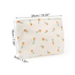 Unique Bargains Women Durable Floral Makeup Bag Beige 1 Pc