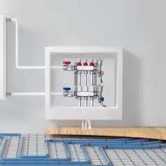 VEVOR 3-Branch Radiant Heat Manifold, 1/2" PEX Tubing Manifold, Stainless Steel PEX Manifold for Hydronic Radiant Floor Heating, Silver