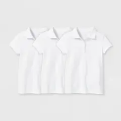 Girls' 3pk Short Sleeve Pique Uniform Polo Shirt - Cat & Jack&trade;
