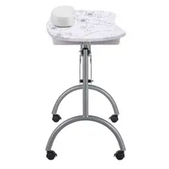 LEIBOU Professional 36 Inch Vented and Foldable Manicure Table with Magnifier Lamp, Dust Collector, Sponge, and Polish Carrying Bag, White Flower