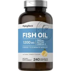 Piping Rock Fish Oil Softgels 1200mg | 240 Count | Lemon Flavor Omega 3 Supplement