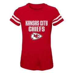 NFL Kansas City Chiefs Girls' Stripe Sleeve Fashion T-Shirt