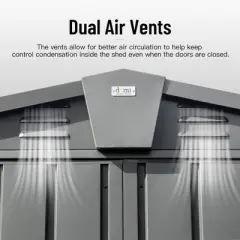 CLIHOME 5.7x3Ft Outdoor Galvanized Steel Storage Shed,Patio Storage Cabinet with Lockable Double Door