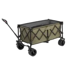 CAVINAS Heavy Duty Foldable Wagon Cart,Shopping Cart with Big All-Terrain Beach Wheels & Drink Holders,Wagon for Camping,Shopping