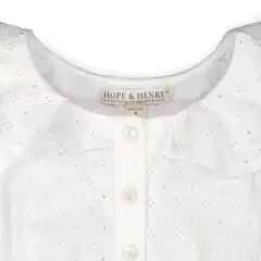 Hope & Henry Girls' Organic Cotton Ruffle Collar Button Front Romper, Toddler