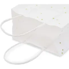 Sparkle and Bash 25 Pack White and Gold Foil Polka Dots Gift Bags with Handles, 5x3x9 Inch