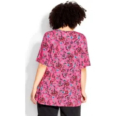 Women's Plus Size Pleat Print Knit Top - fuchsia | EVANS