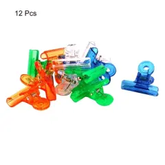 Unique Bargains Office Spring Loaded Hard Plastic Multicolor Binder Clips Multicolor 12 Pcs