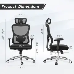 PAGED Ergonomic Office Chair Mesh Desk Chair Swivel Computer Chair with 3D Armrest, Adjustable Lumbar Support and Headrest for Office