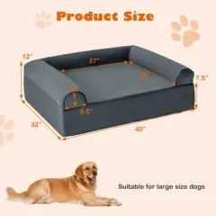 Costway Cooling Gel Dog Bed for Large Dogs with Removable Bolsters & Washable Cover