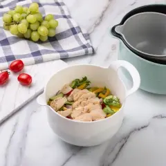 COOK WITH COLOR Nesting Plastic Mixing Bowl Set with Pour Spouts and Handles, Mint, 4 Piece Non-Slip