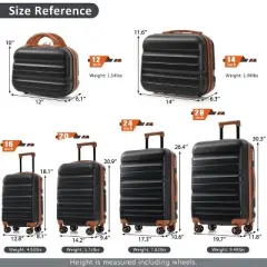 Kumasinova 6Pcs ABS Hardshell Luggage Set,Expandable Travel Suitcase with Lock,12/14/16/20/24/28" Carry-On&Checked Spinner Suitcase Combo
