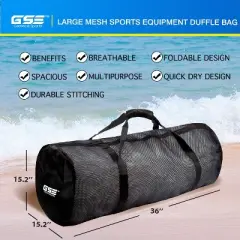 GSE Quick-Dry Mesh Sports Bag, Scuba Diving Gear Bag with Zipper for Equipment, Gym & Swim Essentials