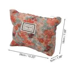 Unique Bargains Orange Flower Makeup Bag Orange 1 Pc