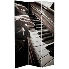 6" Double Sided Music Canvas Room Divider Gray - Oriental Furniture