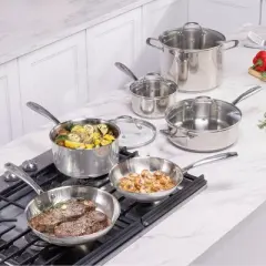Guy Fieri's Flavortown 10-Piece Stainless Steel Cookware Set - Includes Frying Pans, Saucepans, Saute Pan and Stock Pot